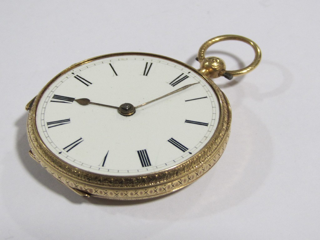 Appraisal: Eighteen carat gold cased fob watch