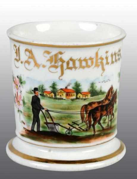 Appraisal: Farmer Plowing Field Shaving Mug Description Handpainted beautiful detail and