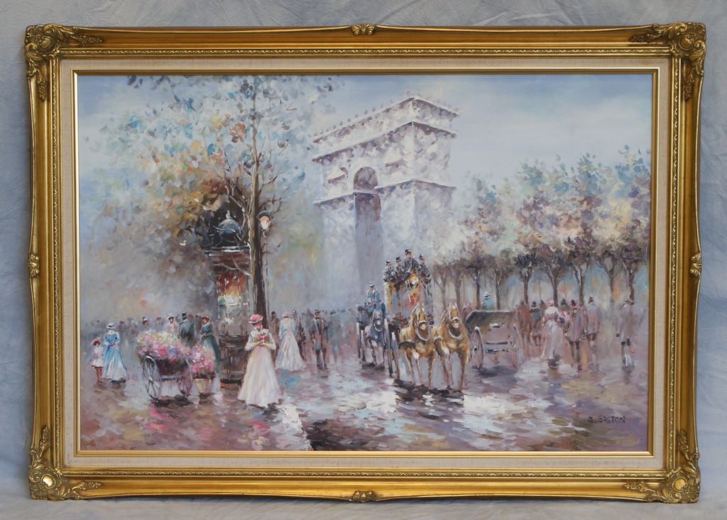 Appraisal: Johnny Gaston Continental th c o c Parisienne Street Scene