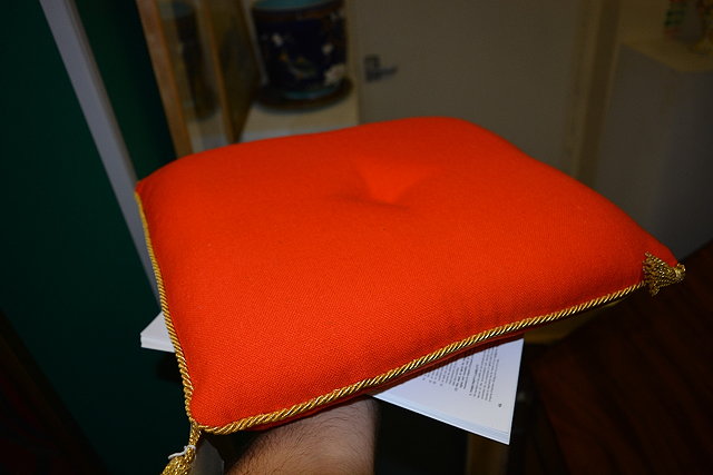 Appraisal: Red cushion from a chair used at the Investiture of