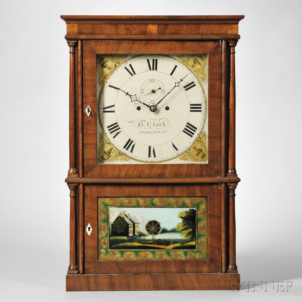 Appraisal: Heman Clark Mahogany Four-column Shelf Clock Plymouth Connecticut c with