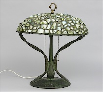 Appraisal: Bronze Art Nouveau Lamp Unattributed Bronze base of organic form