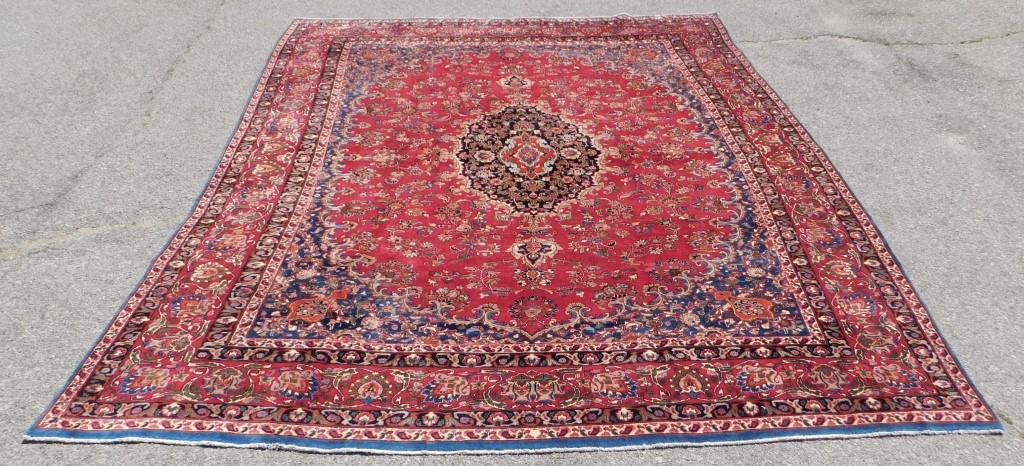 Appraisal: OVERSIZE BOTANICAL ORIENTAL RUG Middle East th Century Navy blue