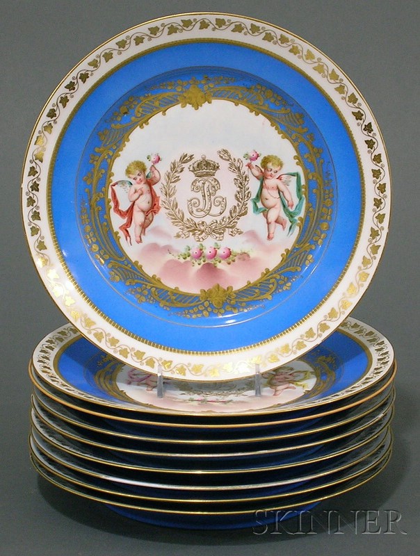 Appraisal: Set of Nine Sevres Chateau des Tuileries Pattern Porcelain Plates