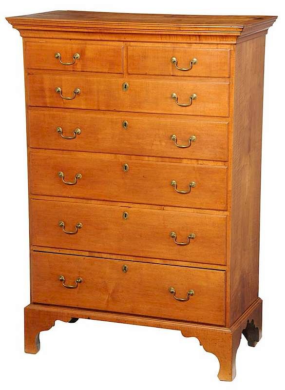 Appraisal: New England Federal Maple Tall Chest Connecticut Rhode Island -