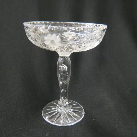 Appraisal: Cut Glass Tall Compote floral tall excellent