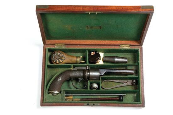 Appraisal: CASED PERCUSSION REVOLVER England st half- th century Signed R