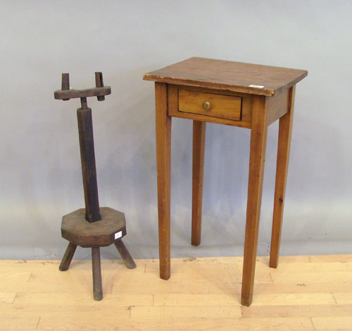 Appraisal: Primitive candlestand h together with a one-drawer stand h w