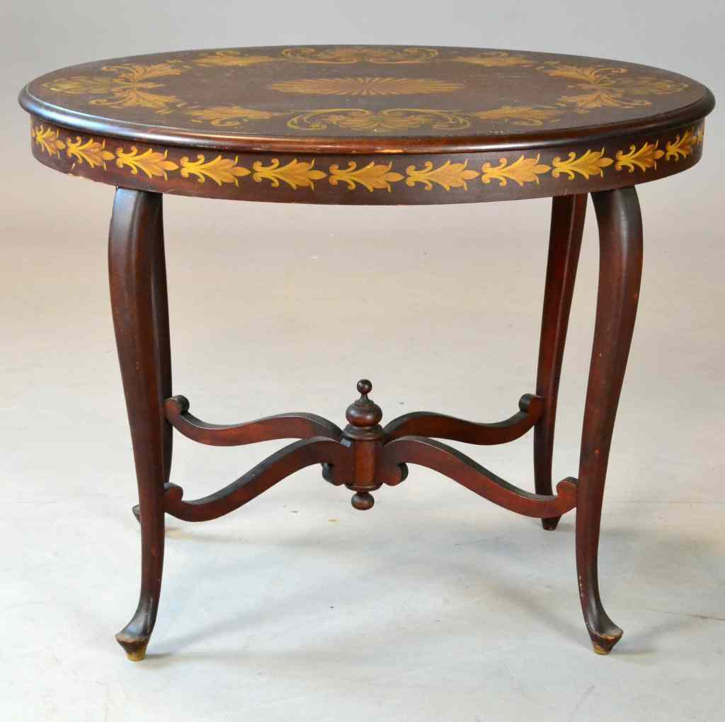 Appraisal: A Fine American Victorian Painted Side TableThe oval top and