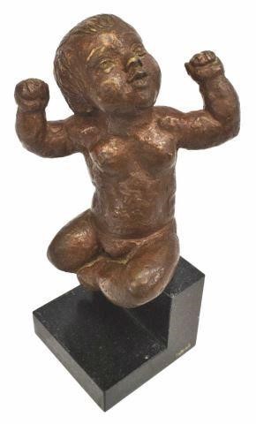 Appraisal: Patinated bronze sculpture Young Boy Karl signed C Umlauf Charles