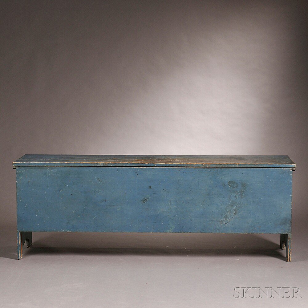 Appraisal: Blue-painted Pine Grain Bin New England early th century the