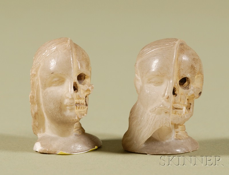 Appraisal: Pair of Whimsical Miniature Italian Carved Alabaster Busts late th