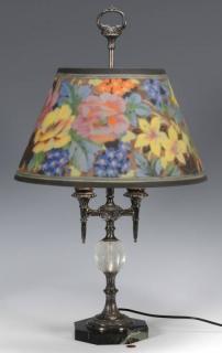 Appraisal: Pairpoint Reverse Reverse painted Pairpoint table lamp the shade decorated