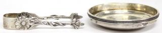 Appraisal: Swedish Repousse Silver Tongs Sterling Lid The tongs in the