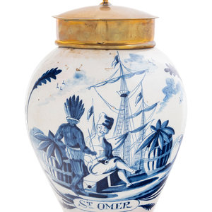 Appraisal: A Delft Blue and White Tobacco Jar Likely De Drie