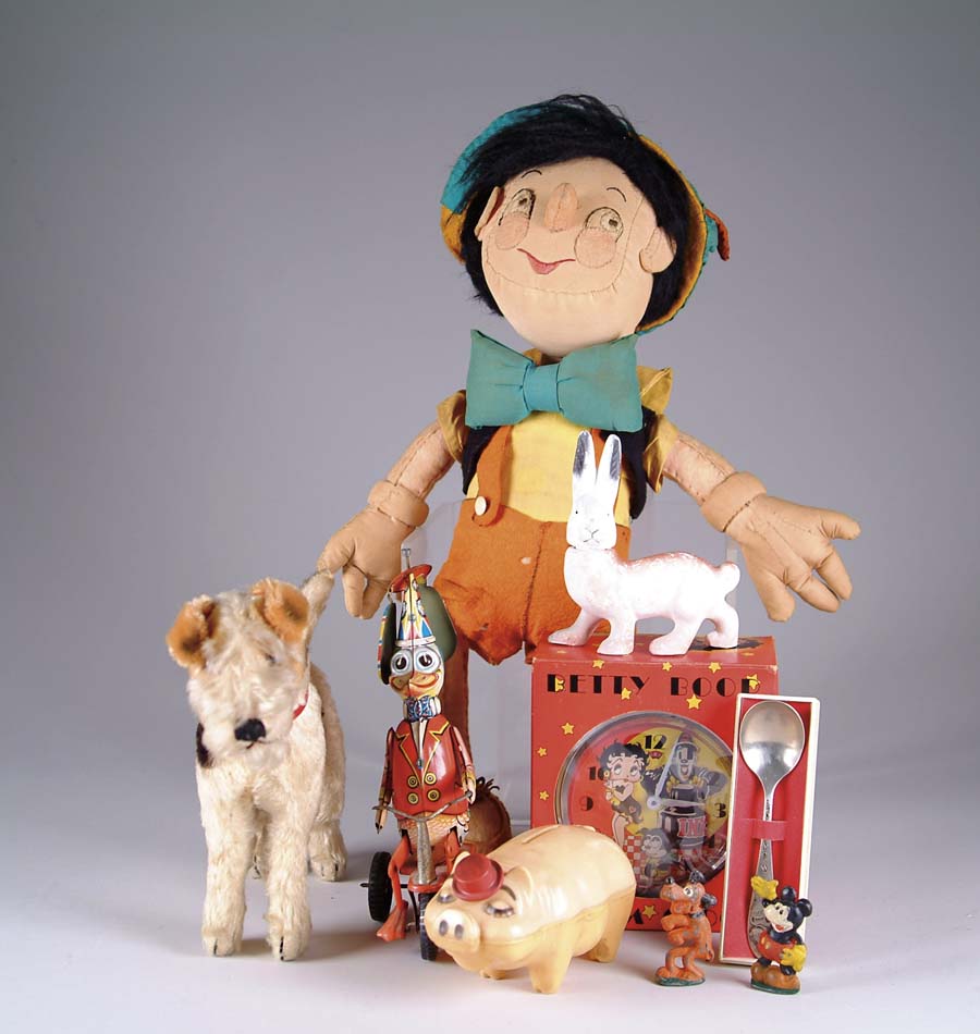 Appraisal: MISC LOT OF TOYS Includes cloth and mohair Pinocchio doll