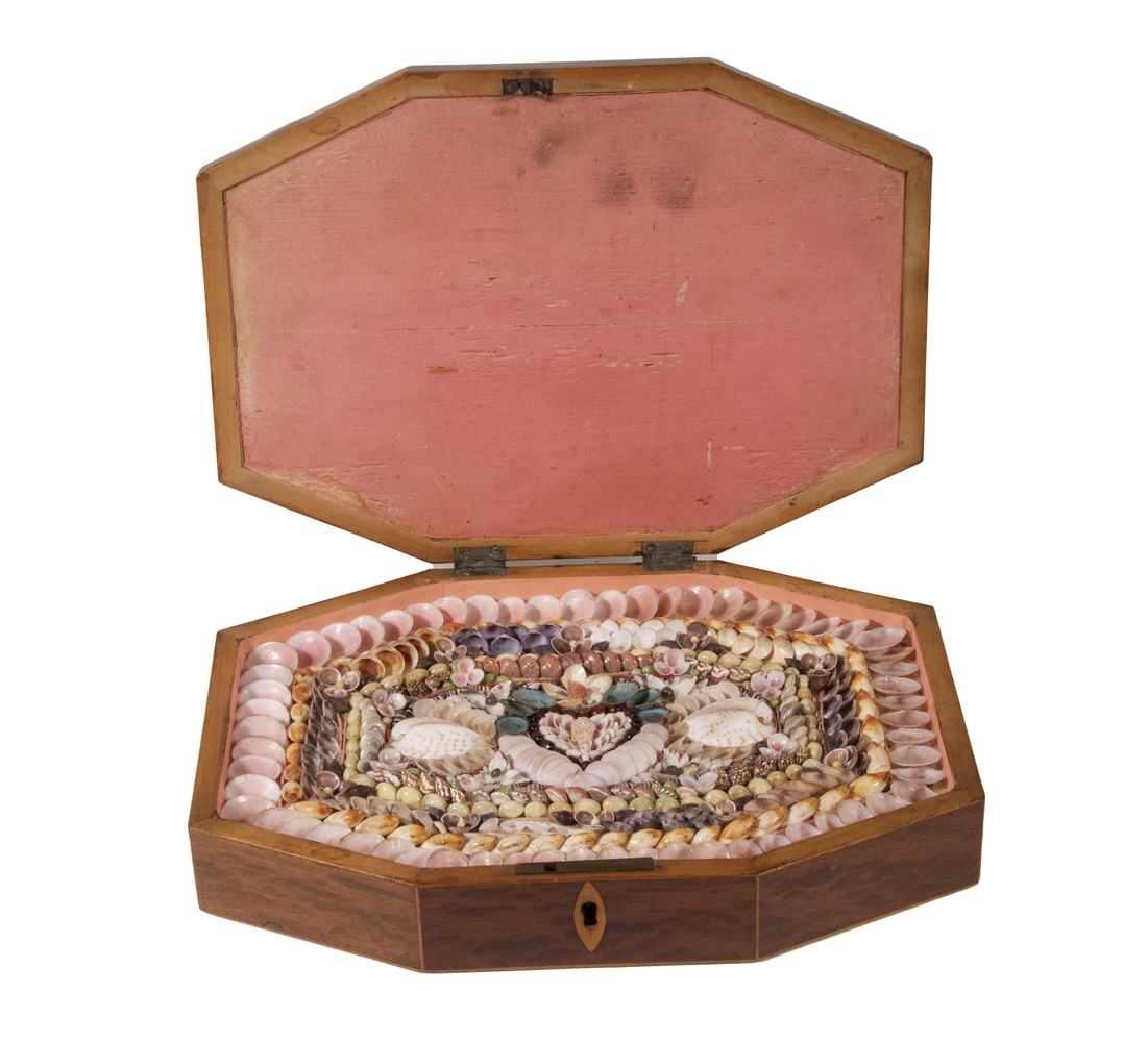 Appraisal: INLAID BOX WITH SAILOR'S VALENTINE th c English Octagonal Lidded