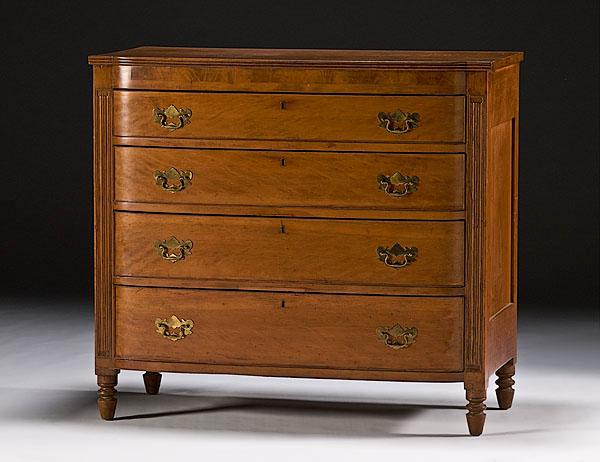 Appraisal: INDIANA SHERATON BOWFRONT CHEST OF DRAWERS IN CHERRY ca -