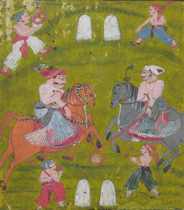 Appraisal: A Miniature Painting from India th Century Gaming Scene Opaque