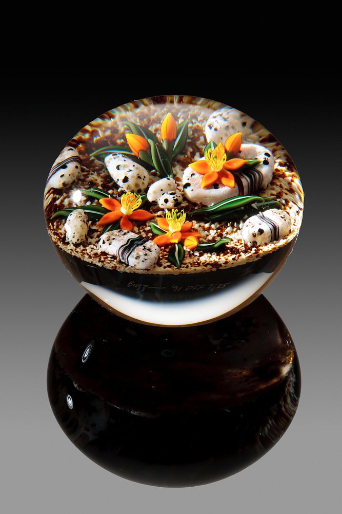 Appraisal: Desert Orange Flower by Chris Buzzini Dimensions dia Medium Flameworked