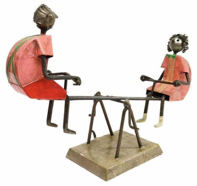 Appraisal: Painted papier mache and iron sculpture Seesaw Arte Felguerez after