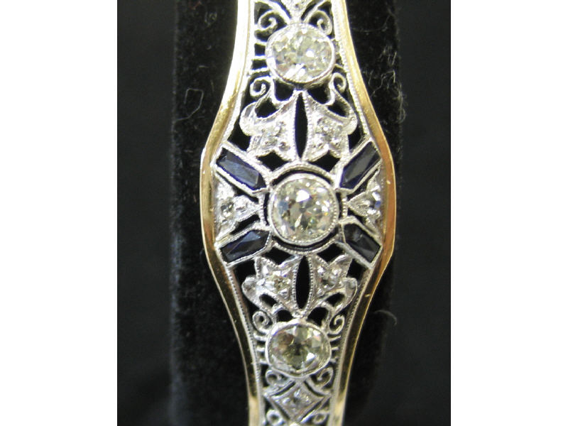 Appraisal: ART DECO BRACELET Platinum center filigree design center set with