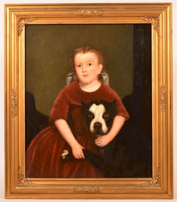 Appraisal: th Century Oil on Canvas Painting of a Girl with