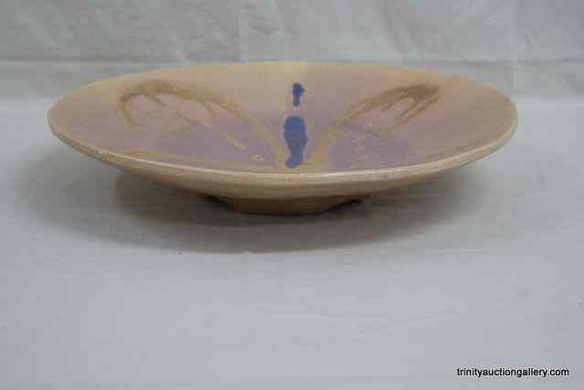 Appraisal: Lg Hand Turned Painted Clay Pottery BowlThis is a very