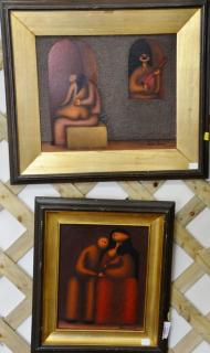 Appraisal: Two piece lot by Jesus Mariano Leuus including oil on