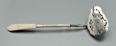 Appraisal: Silver punch ladle ivory handle carved bone ivory handle silver