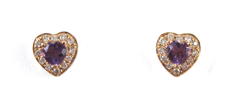 Appraisal: PAIR OF AMETHYST AND DIAMOND EARRINGS each k rose gold