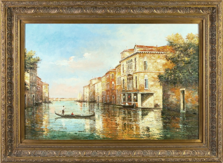 Appraisal: Italian School st Century Venetian Canal Scene with Gondolier oil