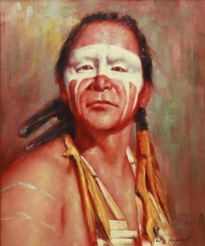 Appraisal: Framed oil on canvas painting Portrait of a Native American