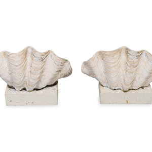 Appraisal: A Pair of Large Synthetic Clam Shells TH CENTURY Each