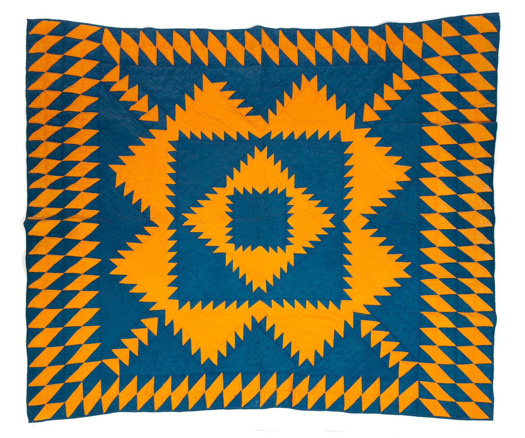 Appraisal: AMERICAN PIECED QUILT Second half th century Blue and orange