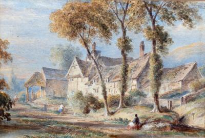 Appraisal: Attributed to Charlotte Nasmyth Scottish - The Farm watercolour cm