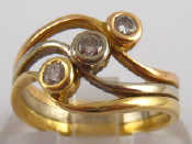 Appraisal: A three colour carat gold diamond ring designed as rose