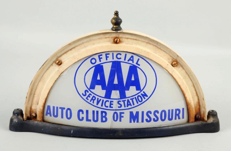 Appraisal: A AAA Auto Club -Sided Glass Sign This two-sided glass