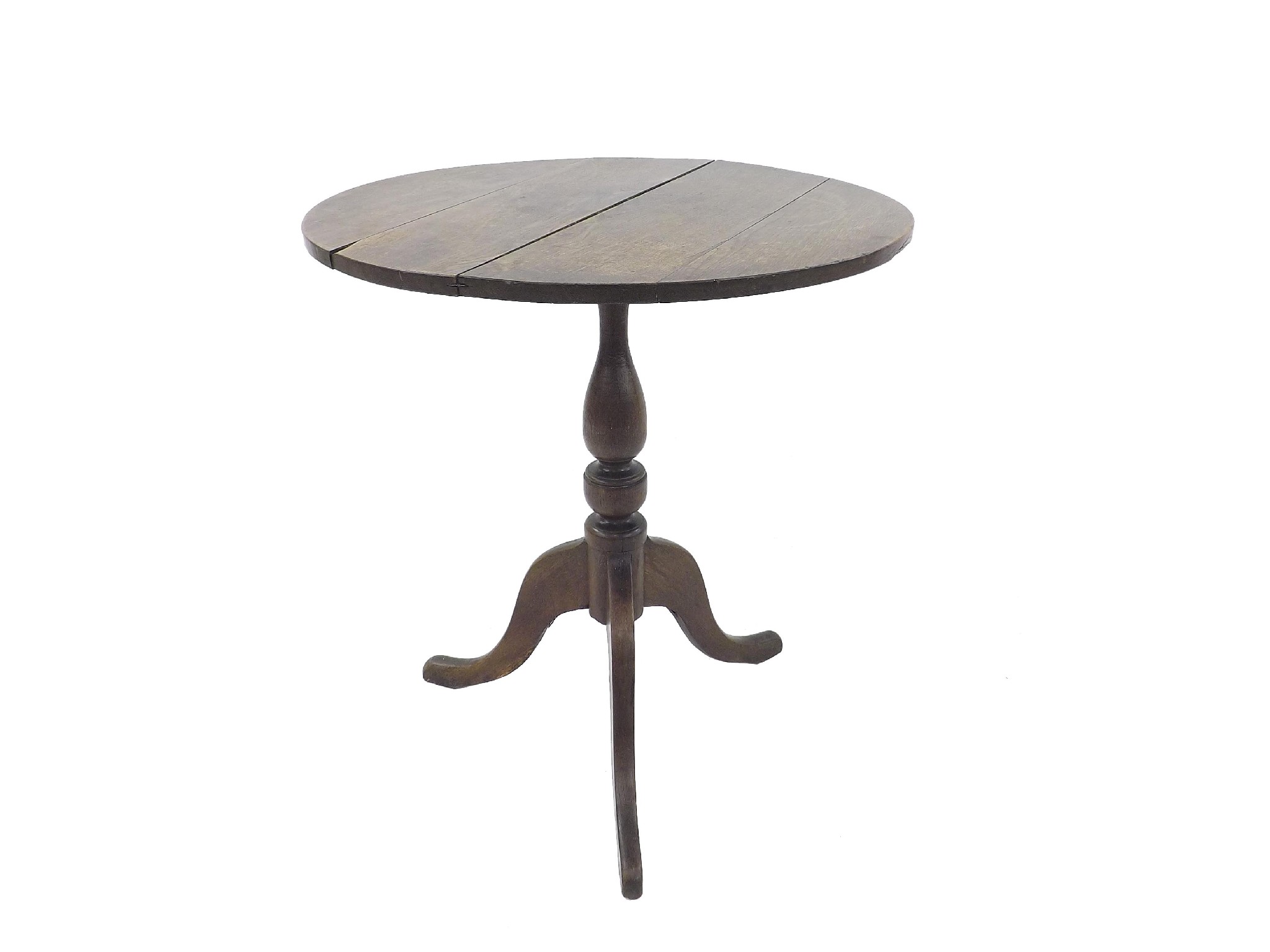 Appraisal: Georgian Welsh oak tilt-top tripod table the circular top upon