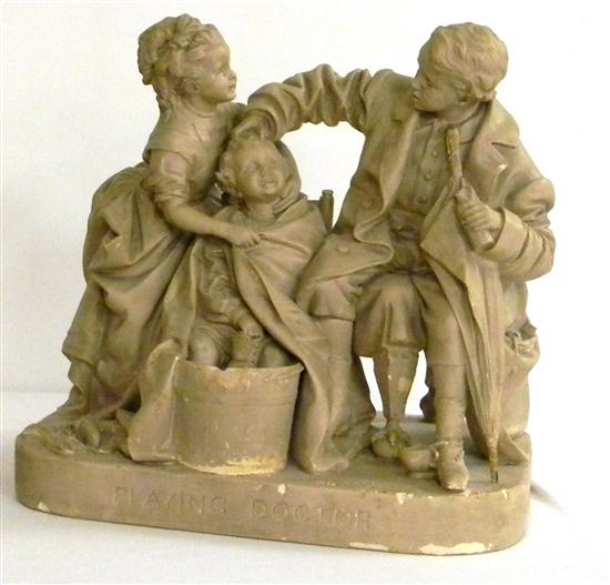 Appraisal: John Rogers plaster sculpture ''Playing Doctor'' minor finish loss ''