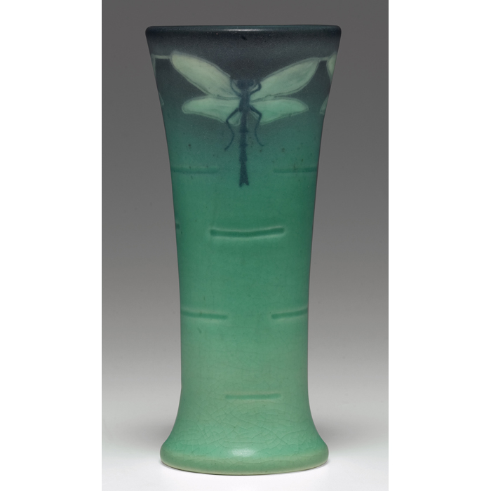 Appraisal: Unusual Rookwood vase Vellum glaze with a nicely detailed dragonfly