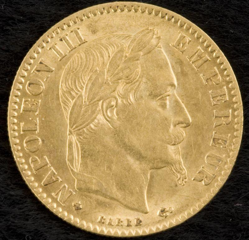 Appraisal: France Napoleon III Gold Francs some residual mint luster wear