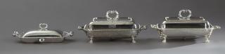 Appraisal: Group of Three English Silverplated Hot Water Entr Group of