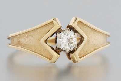 Appraisal: A Ladies' Diamond Solitaire Ring k yellow gold ring set