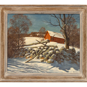 Appraisal: Bertram George Bruestle American - Untitled Barn in Snow Oil