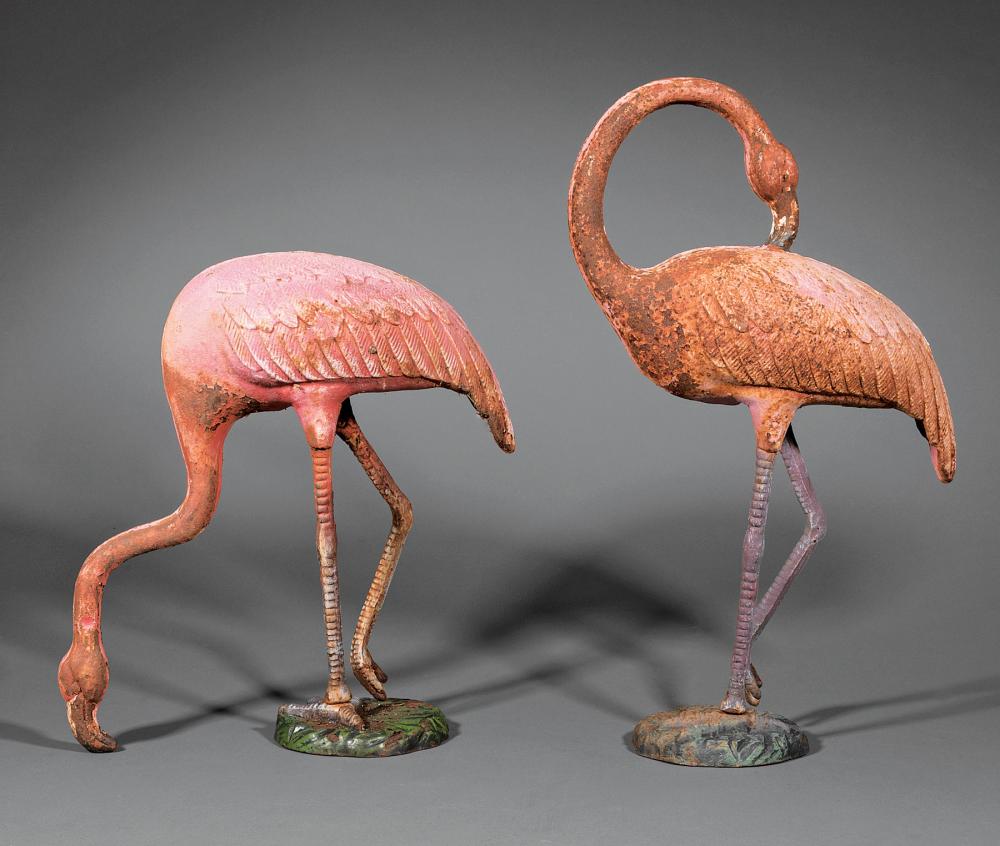 Appraisal: Pair of American Cast Iron Figures of Flamingos tallest h