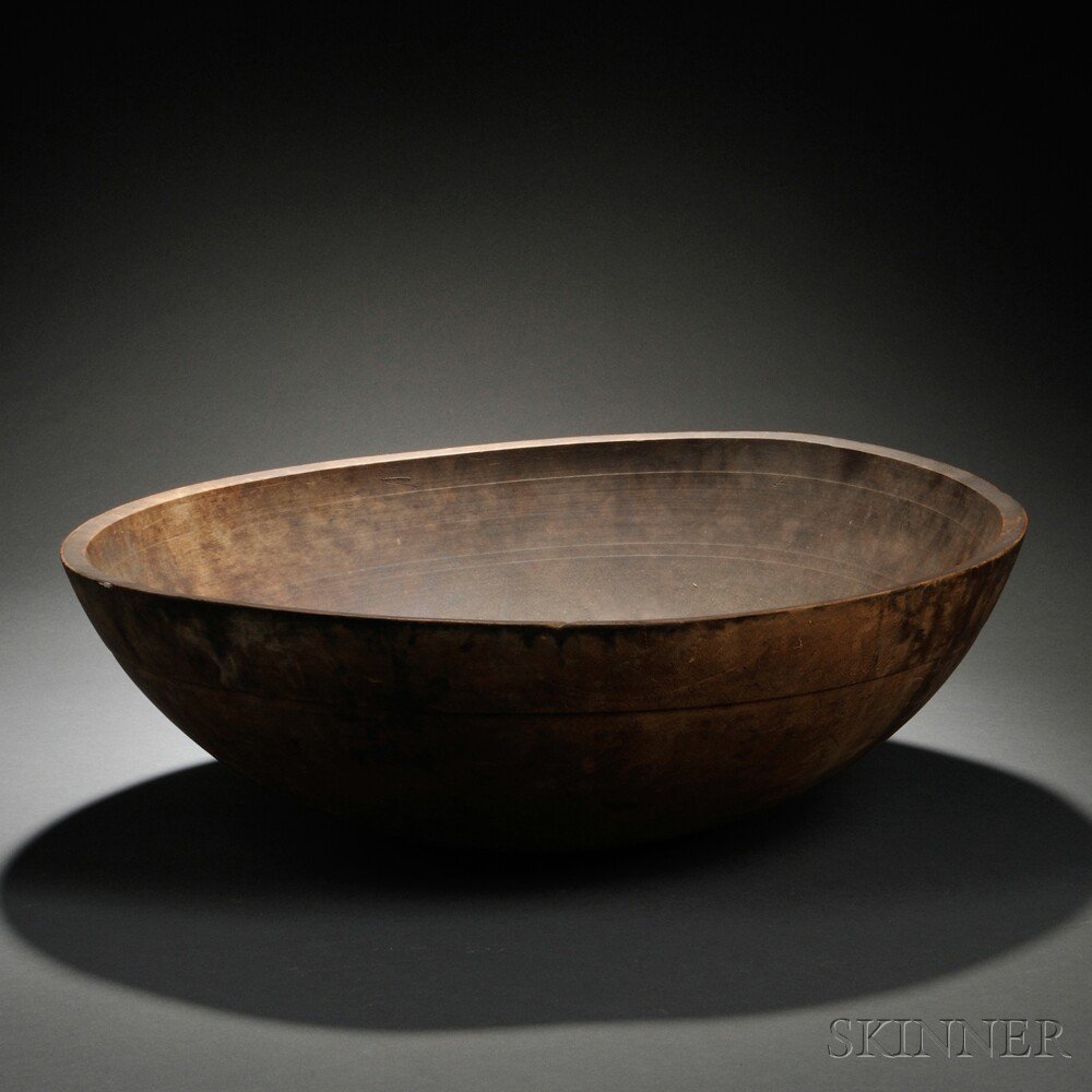 Appraisal: Large Turned Maple Dough Bowl probably Shaker th century with