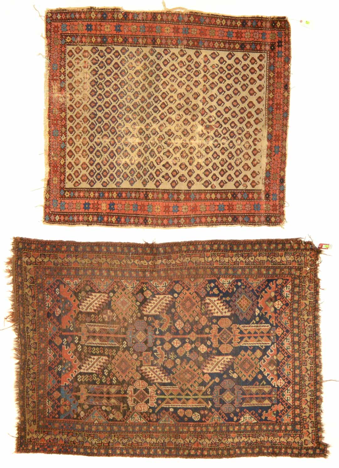 Appraisal: Two Antique Persian rugs Persia circa Sizes are approximately x