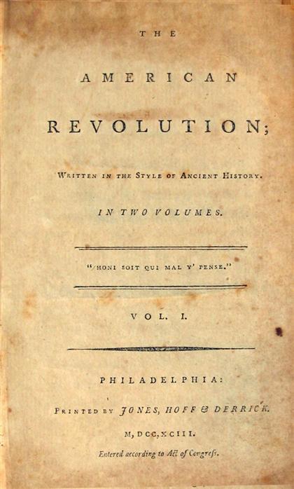 Appraisal: vols Snowden Richard The American Revolution Written in The Style