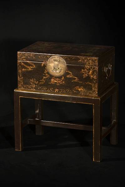 Appraisal: A Chinese lacquered box on later stand box th century